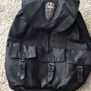 Vintage Black Leather Backpack by Jopej